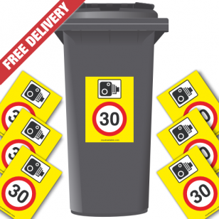 Speed Camera 30 mph Speed Reduction Wheelie Bin Stickers